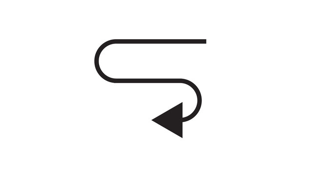U turn arrow icon pointing left with curving line indicating direction change navigation.