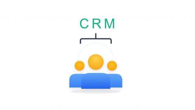 Customer relationship management abstract illustration with people icons and CRM text