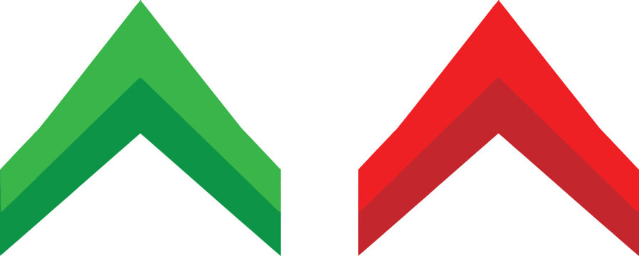 Green and red arrow icons pointing up representing growth and decline symbols