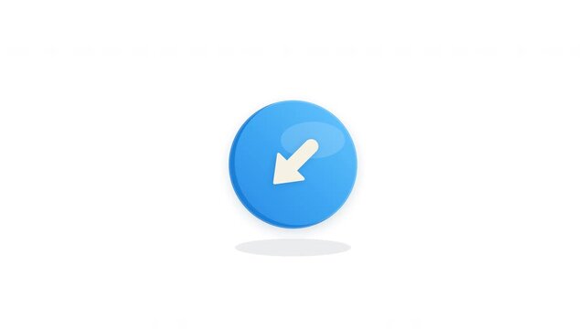 A blue circular button with a white arrow pointing down and to the left.