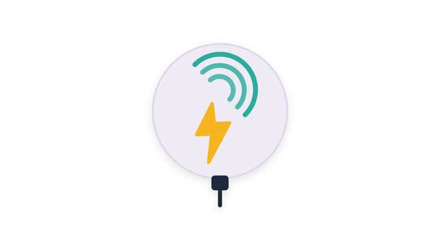 Wireless charging pad with lightning bolt and signal waves icon