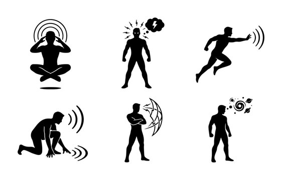 Superhero powers silhouette icons for logo or print