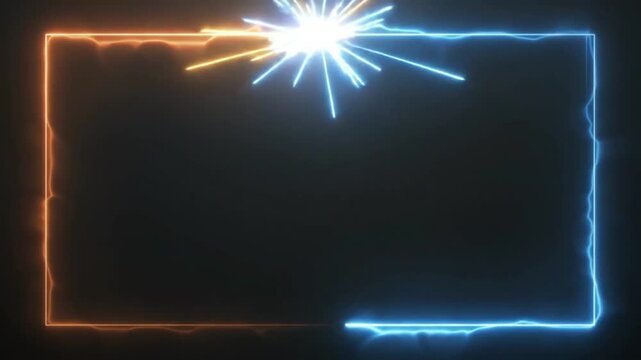 A minimalist background framed by dynamic neon border lines