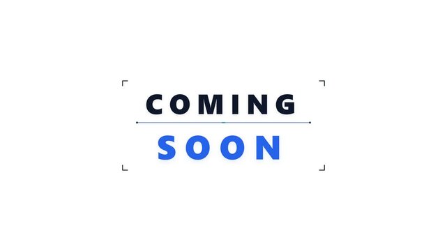 Text 'Coming Soon' on white background with graphic elements