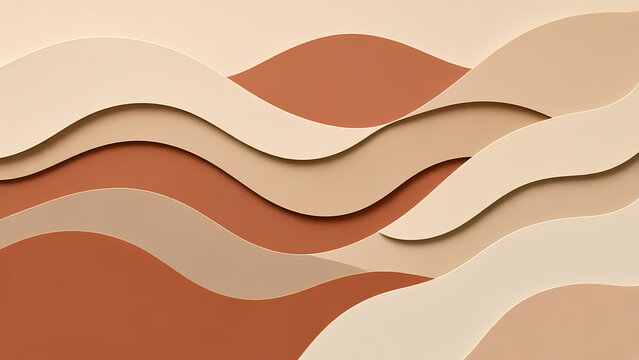Warm Neutral Layered Paper Cut Waves