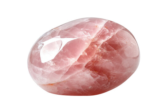 Polished crystal smooth rose quartz gemstone on white background with pink stone polished crystal semi precious isolated on white background, Clipping Path, png
