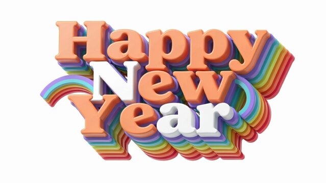 Happy New Year 2027 rainbow text graphic with transparent background for holiday marketing