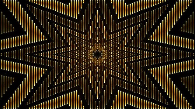 Animation abstract golden star pattern with vertical lines and geometric symmetry for luxury background design