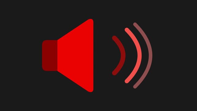 Red Speaker Icon with Radiating Sound Waves for Audio Volume Alert Motion Graphics