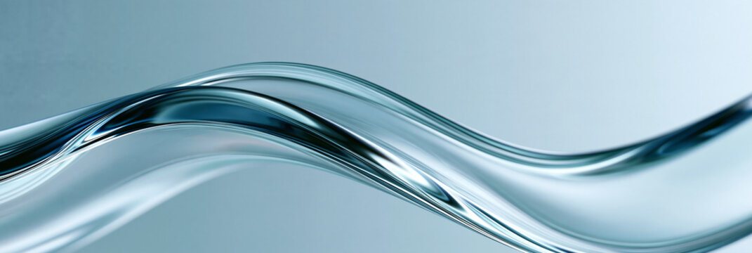 Abstrakte graublaue Glaswelle mit Reflexionen auf verlaufendem Hintergrund