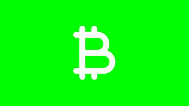 White Bitcoin cryptocurrency symbol on vibrant green screen background