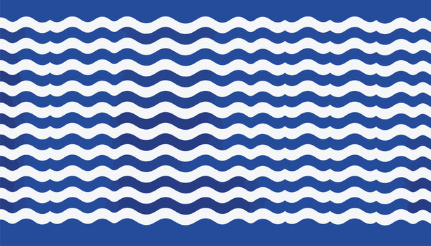 A seamless abstract pattern featuring wavy horizontal blue and white stripes creates a calming oceanic texture reminiscent of gentle sea waves.