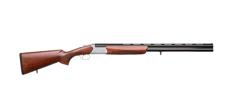Classic double barrel hunting shotgun side view