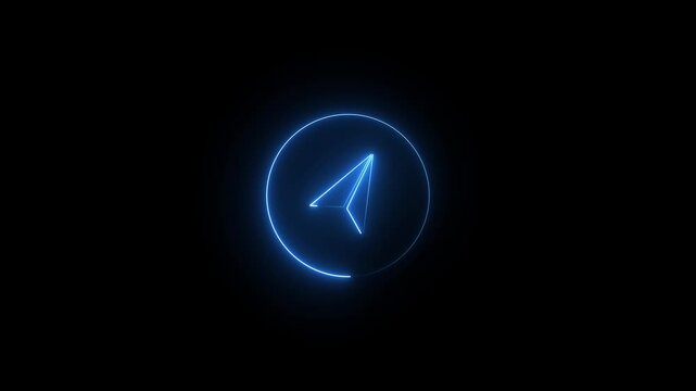 Glowing neon telegram icon animation on black background 4k motion graphic  video.