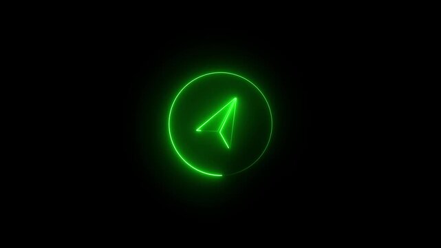 Glowing neon telegram icon animation on black background 4k motion graphic  video.