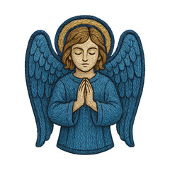 Fototapeta premium PNG Praying angel with blue wings.