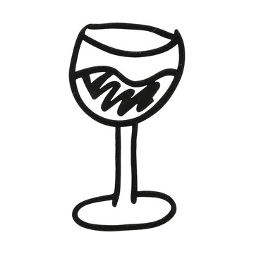 PNG Simple wine glass doodle illustration.