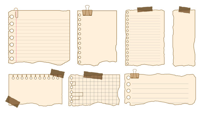Vintage Torn Paper Note And Scrapbook Tape Template Set
