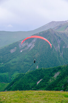 Red Paraglider in Georgia