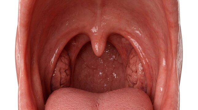 Detailed Anatomical View of Human Tonsils and Uvula