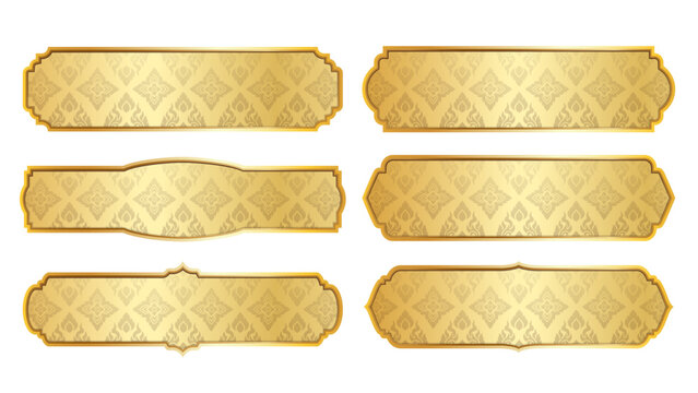 Golden Luxury Thai Pattern Blank Badge And Elegant Banner Collection