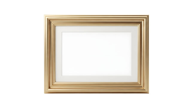Horizontal golden frame with white matting insert for professional artwork presentation.