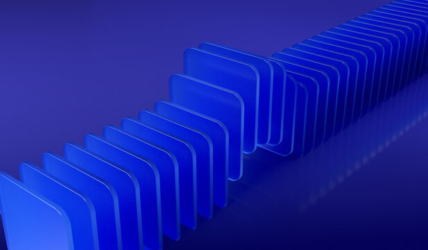 Abstract Blue Data Stream With Organized Digital File Panels