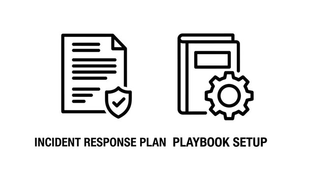 Incident response plan and playbook setup document thin line icons set