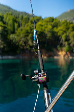 Saltwater Fishing Rod and Reel on Sailing Yacht