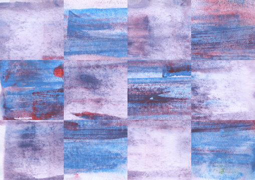 Abstract Watercolor Grid in Muted Blue and Violet