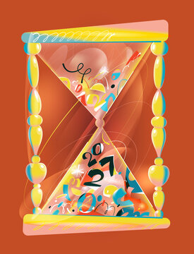 2027 numbers falling through hourglass &ndash; concept of New Year countdown