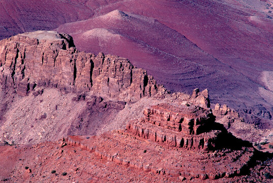 Butte lower Grand Canyon from South Rim, film capture, winter light