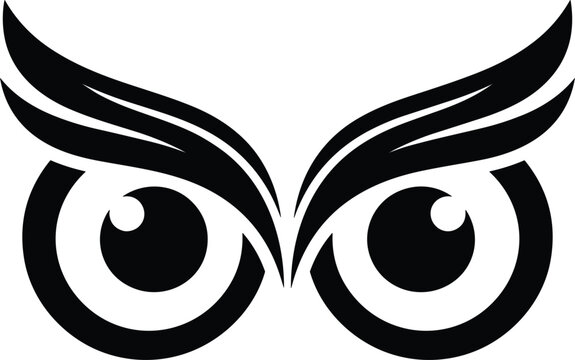 Stylized wild owl eyes mascot logo emblem element vector for wisdom education nocturnal bird mascot branding identity