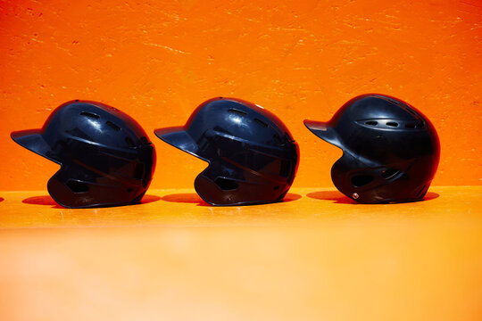 Three Baseball Batting Helmets