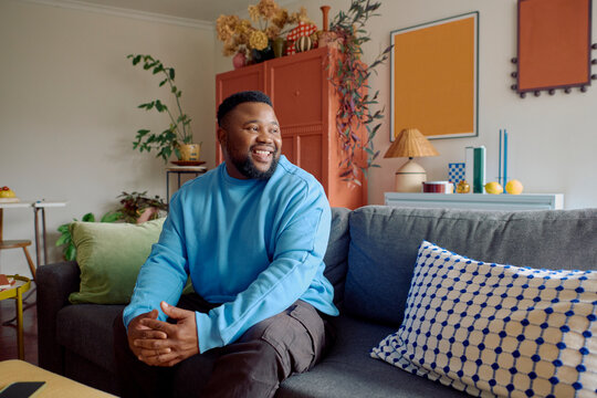 Happy man at home portrait