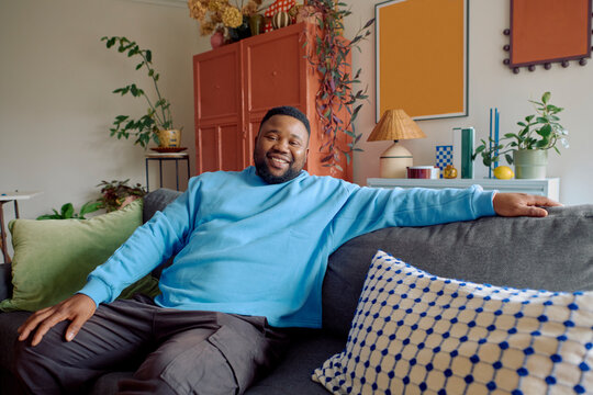Happy man at home portrait
