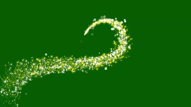 Luxury white glitter light circle trail, twinkling sparkle stars and magic dust, glowing doodle sparkles, elegant starlight motion, shimmering particles and seamless green screen loop. 4k