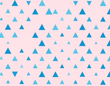 Abstract Geometric Techno with blue Triangle on pink bacground Horizontally Seamless Pattern.