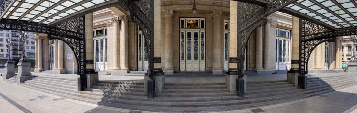 Historic Teatro Colon opera house entrance in Buenos Aires