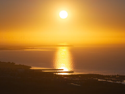 Golden sunset over Werribee South coastline, Victoria