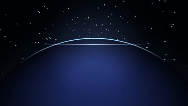 Hyperspace star warp light speed travel with blue planet horizon
