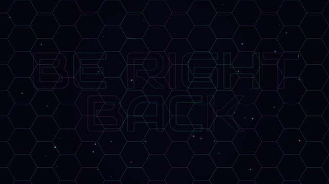 Be Right Back neon text animation seamless loop for live stream break screen