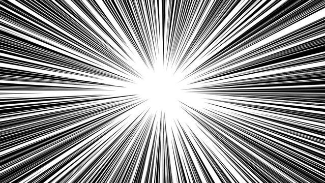 Dynamic black and white manga style speed lines radiating from center point
