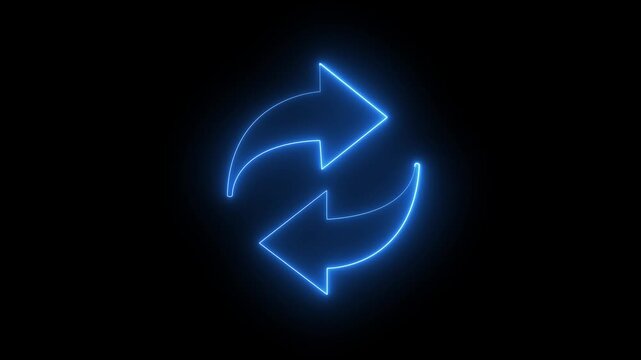 neon refresh circular arrows icon for system update, sync status, reload page, data synchronization, reset action