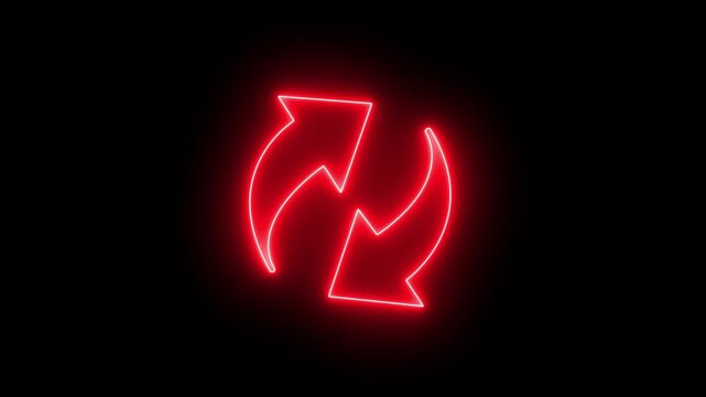neon refresh circular arrows icon for system update, sync status, reload page, data synchronization, reset action