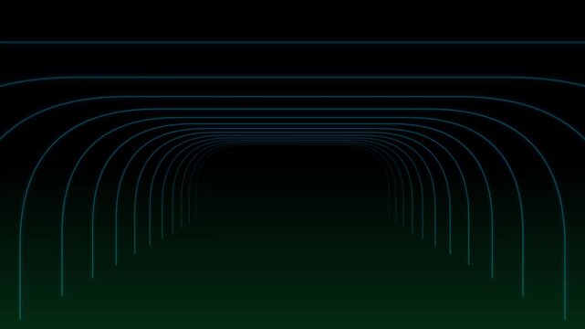 Abstract background with repeating glowing blue arched lines creating a tunnel perspective effect