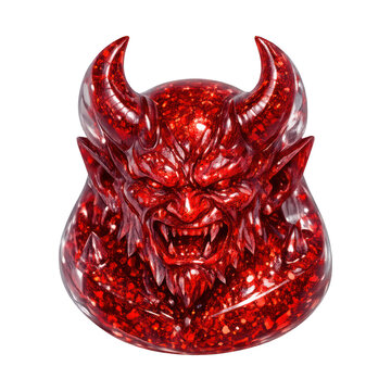 PNG Red glittery devil sculpture.