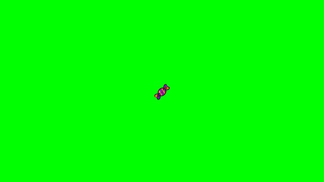 A small pixelated character with pink and purple clothing is shown against a vibrant green screen background.