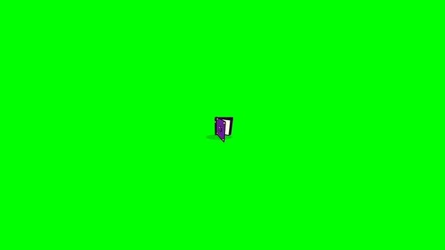 Purple shield emblem rotating on a green screen background.