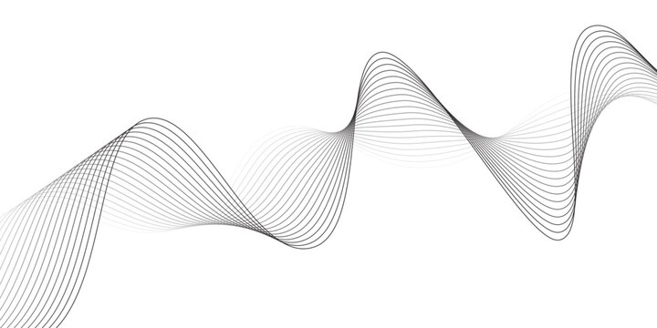 Abstract gray flowing wave line vector illustration with layered curves and peaks for modern technology backgrounds